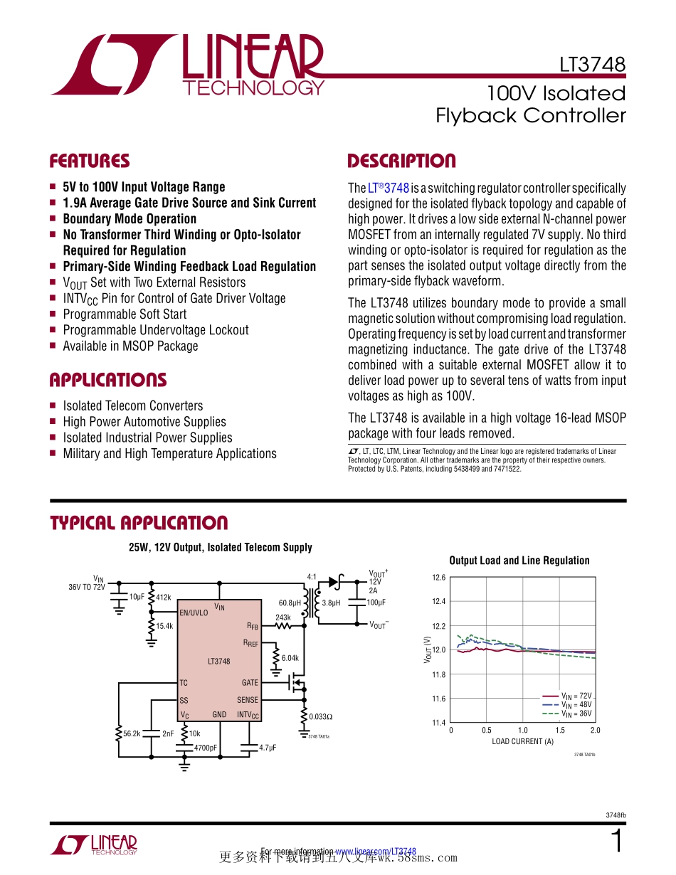 IC封装资料_电源管理芯片_LT3748EMS_TRPBF.pdf_第1页