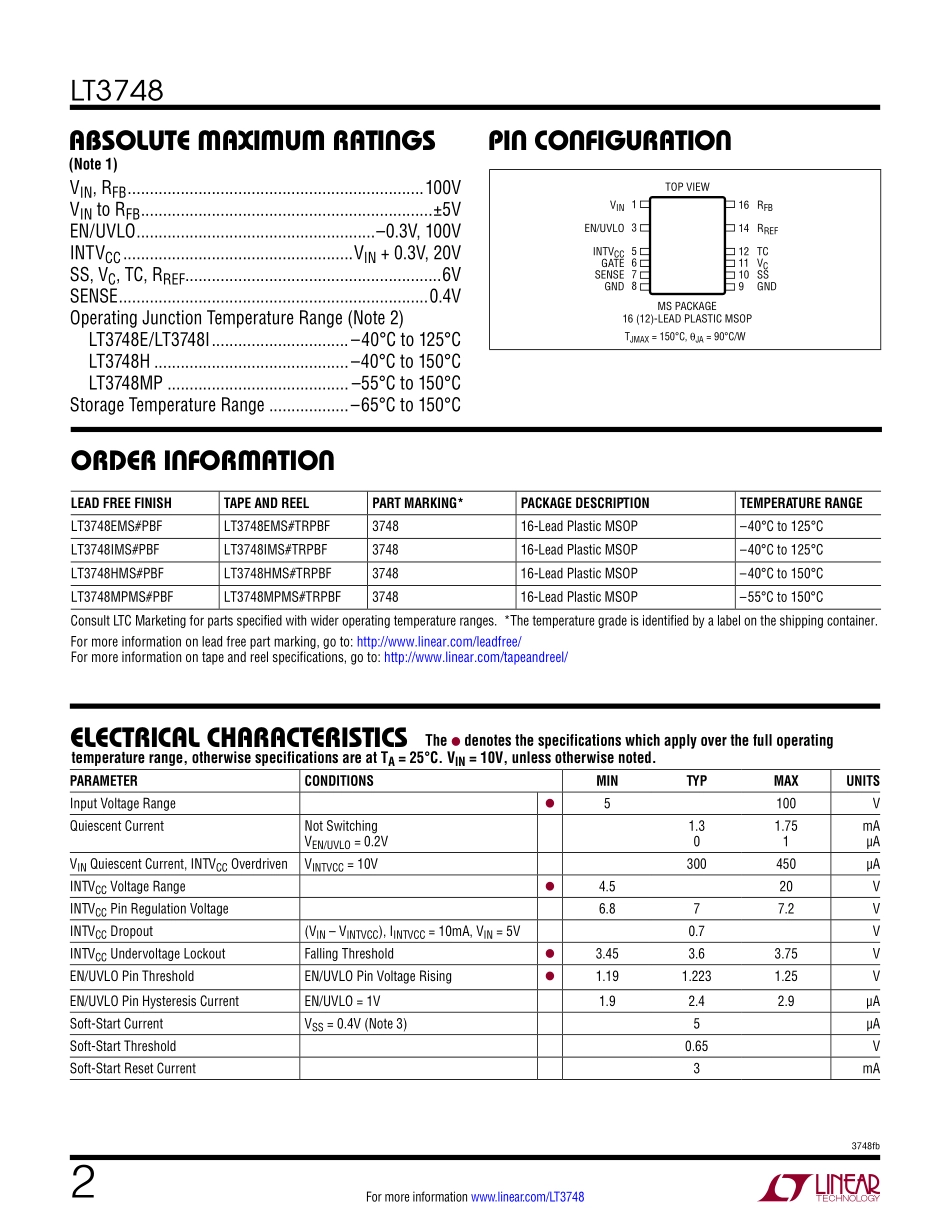 IC封装资料_电源管理芯片_LT3748EMS_TRPBF.pdf_第2页