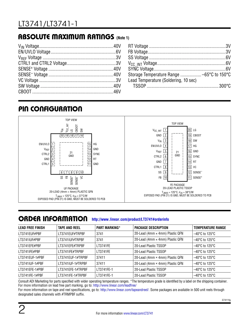 IC封装资料_电源管理芯片_LT3741EUF_PBF.pdf_第2页