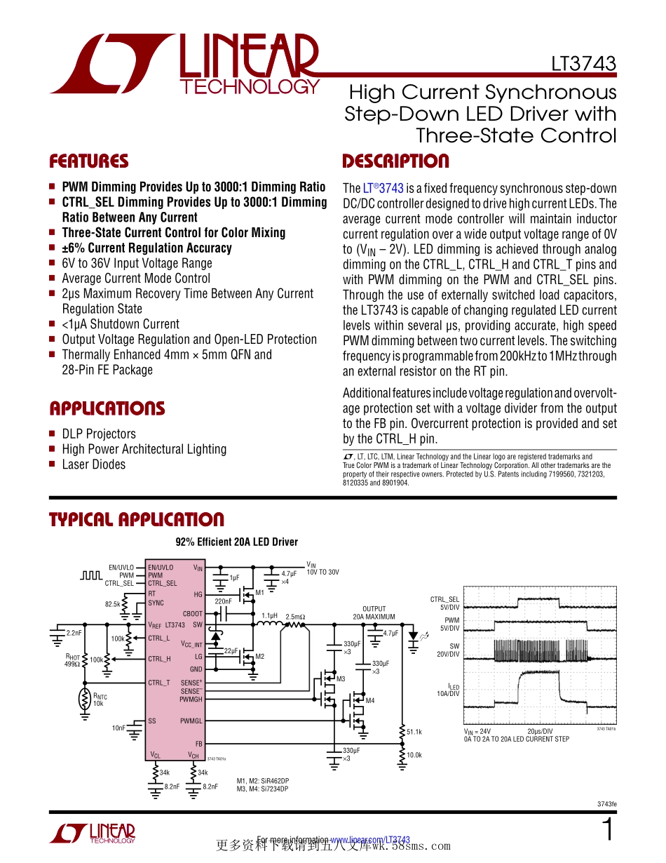 IC封装资料_电源管理芯片_LT3743EUFD_PBF.pdf_第1页