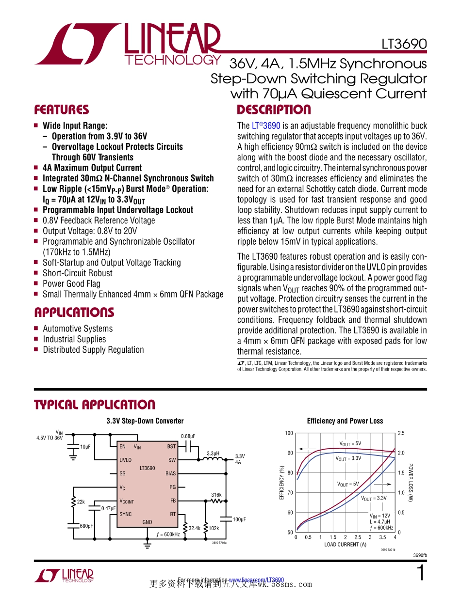 IC封装资料_电源管理芯片_LT3690EUFE_TRPBF.pdf_第1页