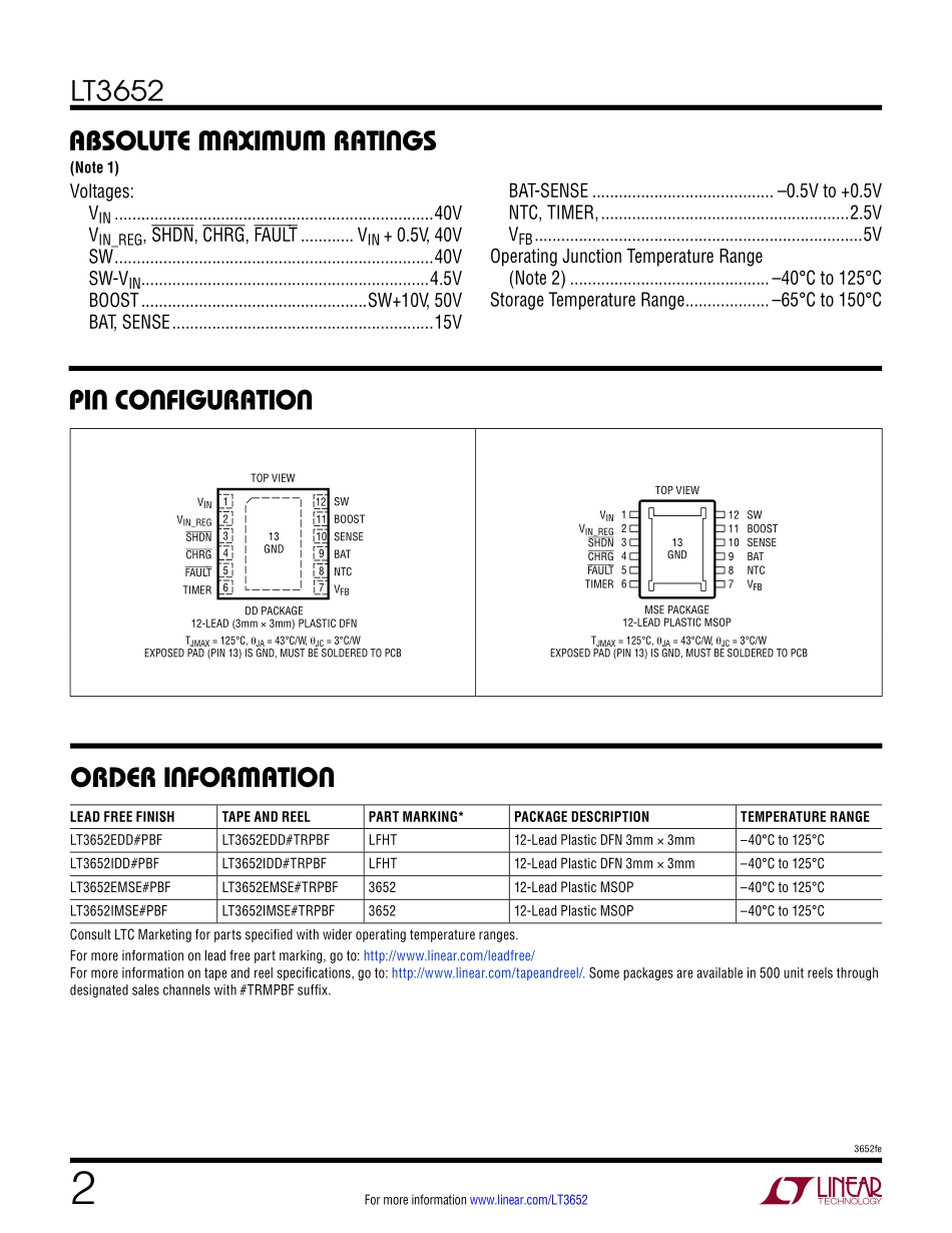 IC封装资料_电源管理芯片_LT3652IDD_PBF.pdf_第2页