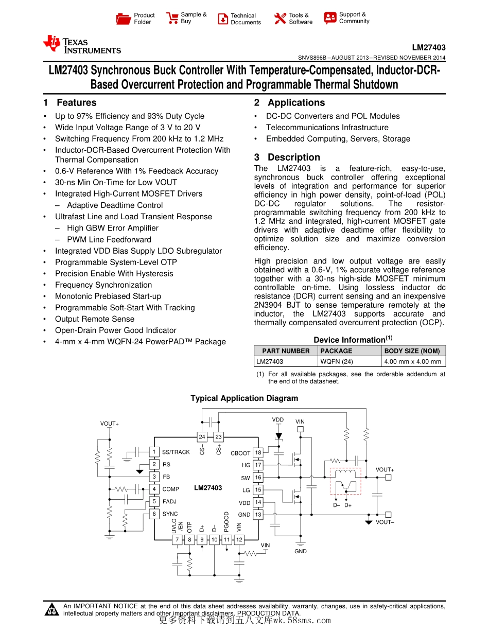 IC封装资料_电源管理芯片_LM27403SQ_NOPB.pdf_第1页
