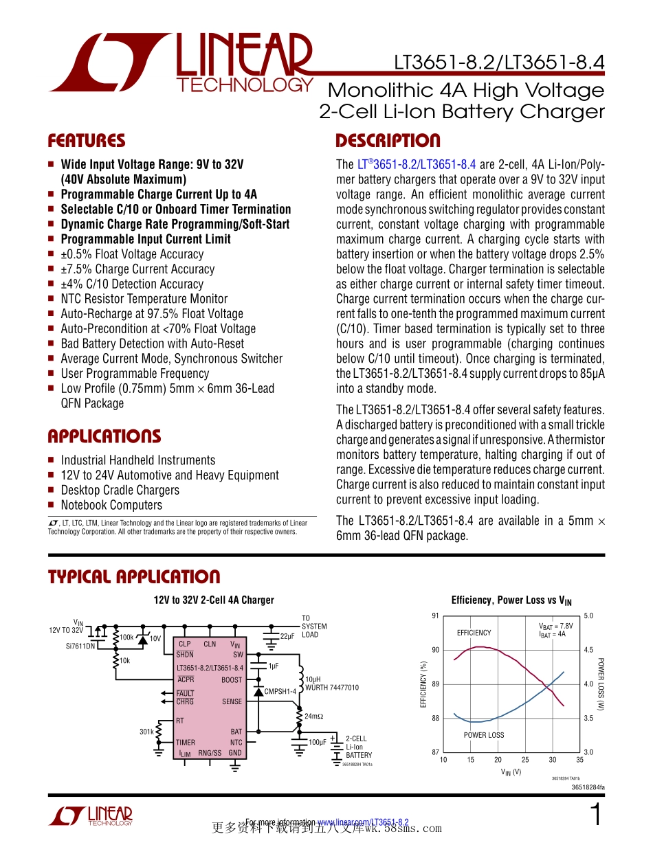 IC封装资料_电源管理芯片_LT3651EUHE-8.4_TRPBF.pdf_第1页