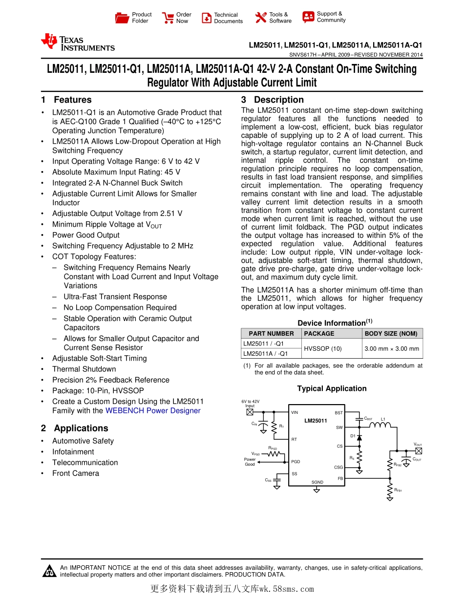 IC封装资料_电源管理芯片_LM25011MYX_NOPB.pdf_第1页