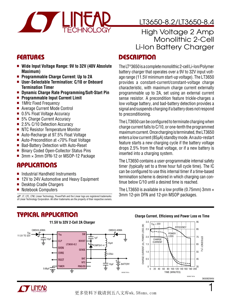 IC封装资料_电源管理芯片_LT3650EMSE-8.4_PBF.pdf_第1页