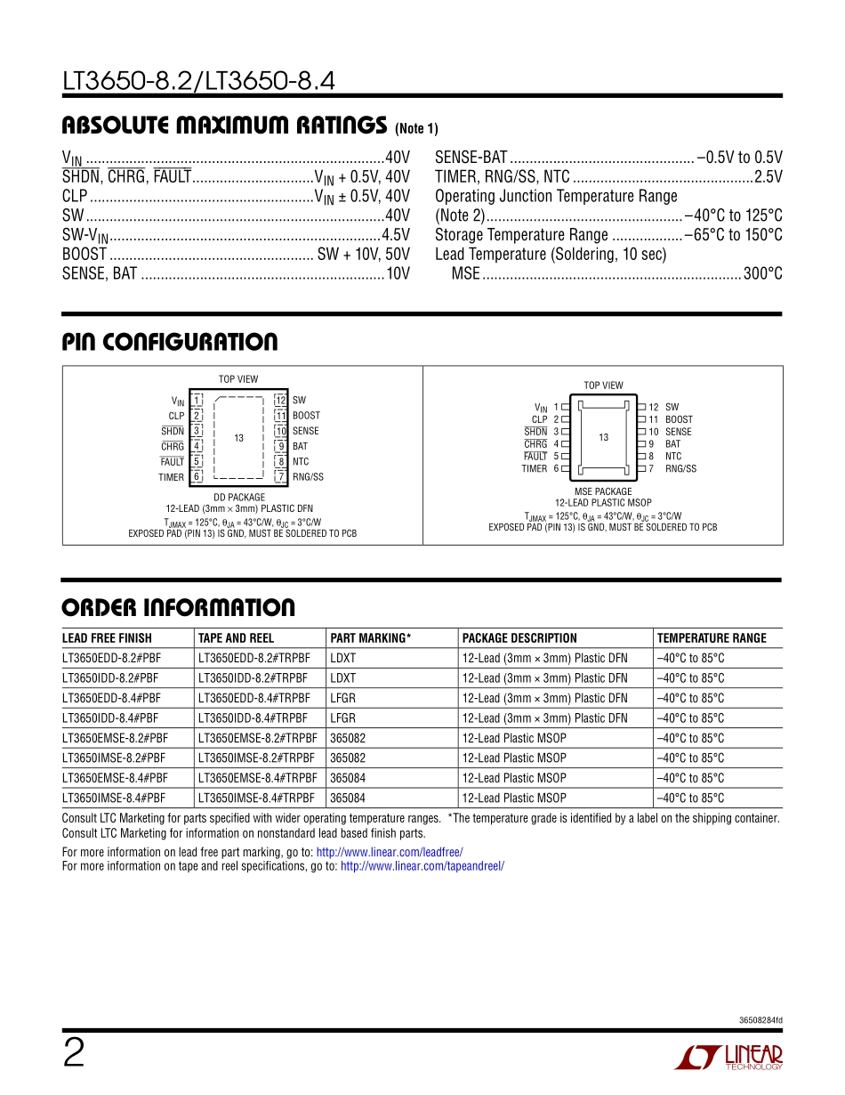 IC封装资料_电源管理芯片_LT3650EMSE-8.4_PBF.pdf_第2页