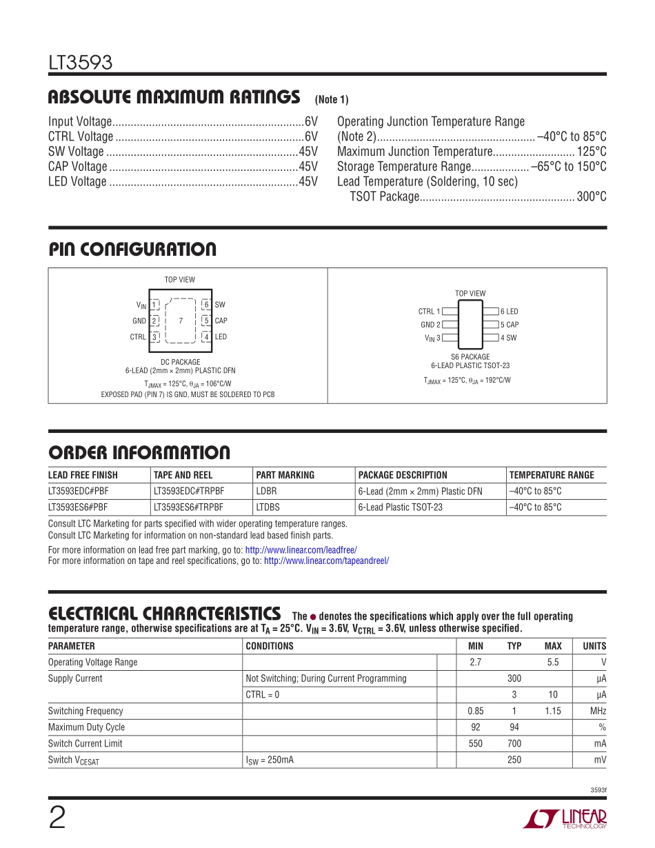 IC封装资料_电源管理芯片_LT3593ES6_TRMPBF.pdf_第2页