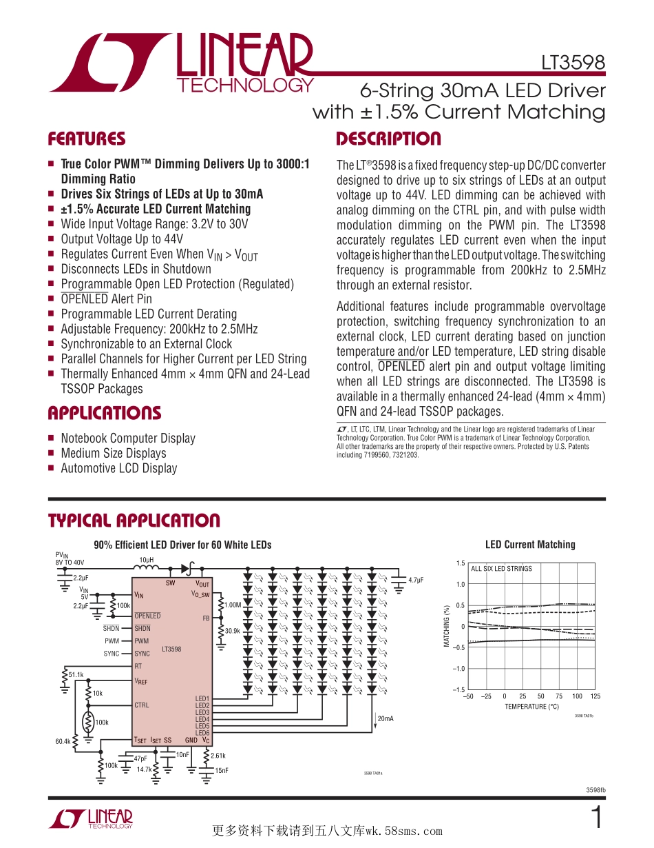 IC封装资料_电源管理芯片_LT3598EUF_PBF.pdf_第1页