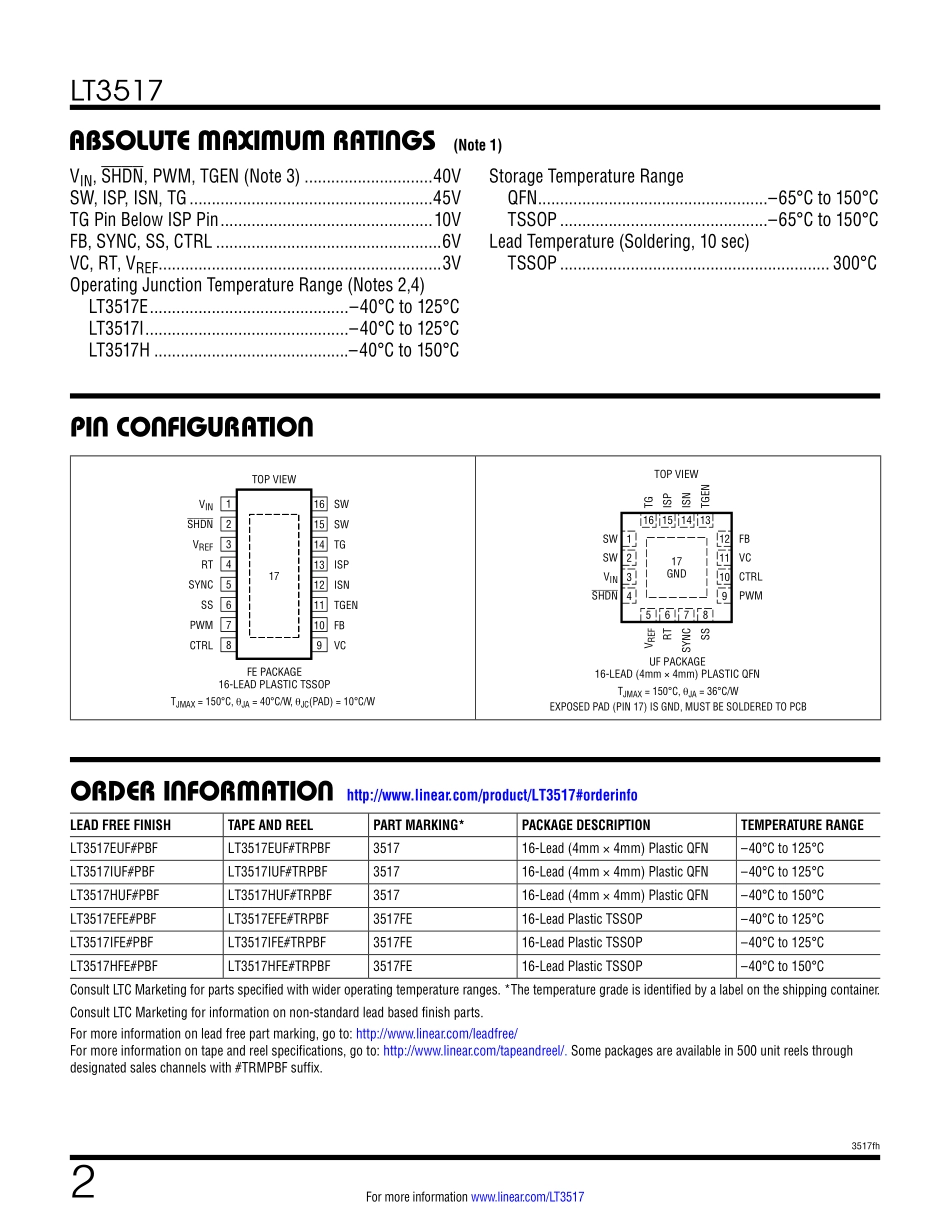 IC封装资料_电源管理芯片_LT3517EFE_PBF.pdf_第2页