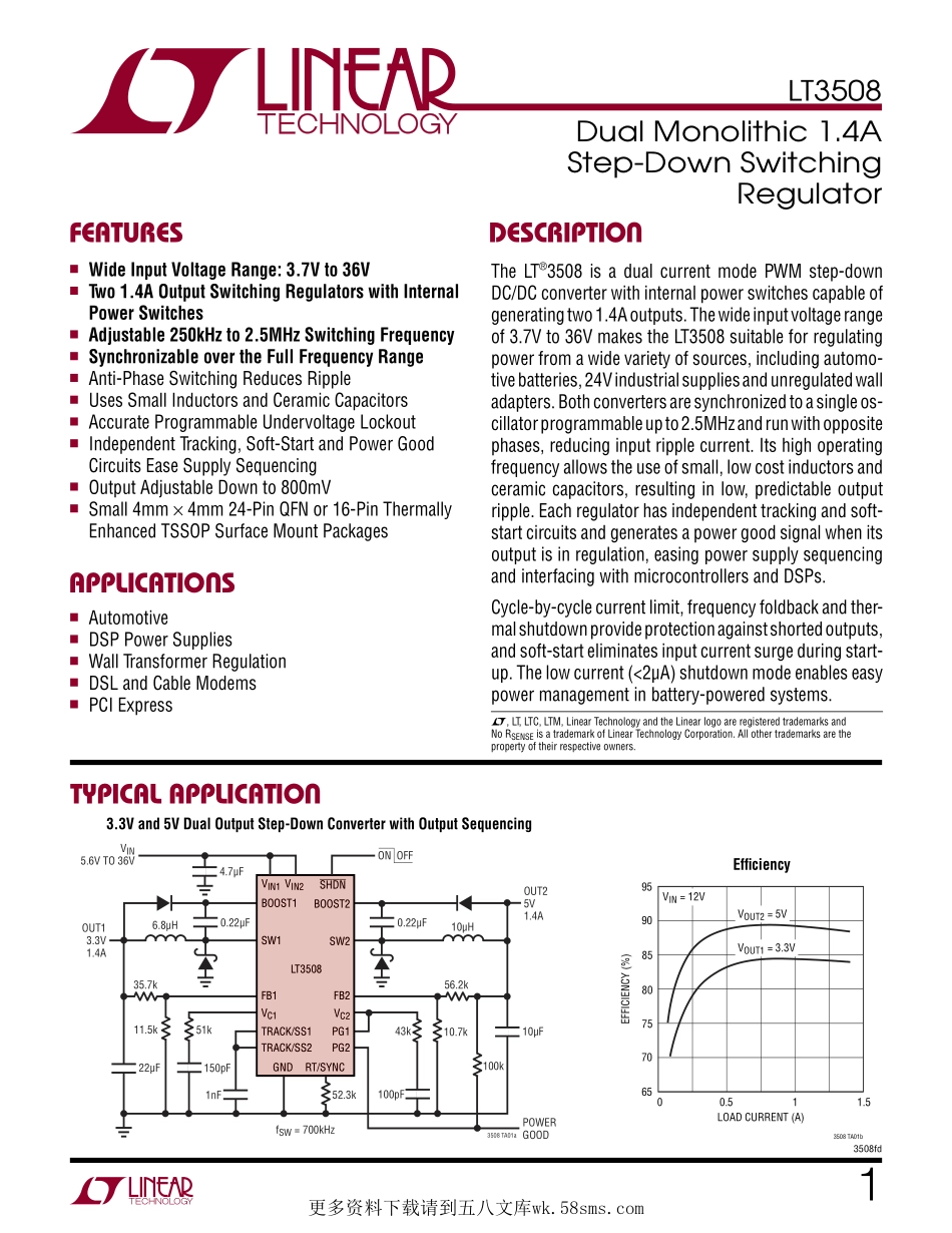 IC封装资料_电源管理芯片_LT3508HFE_TRPBF.pdf_第1页