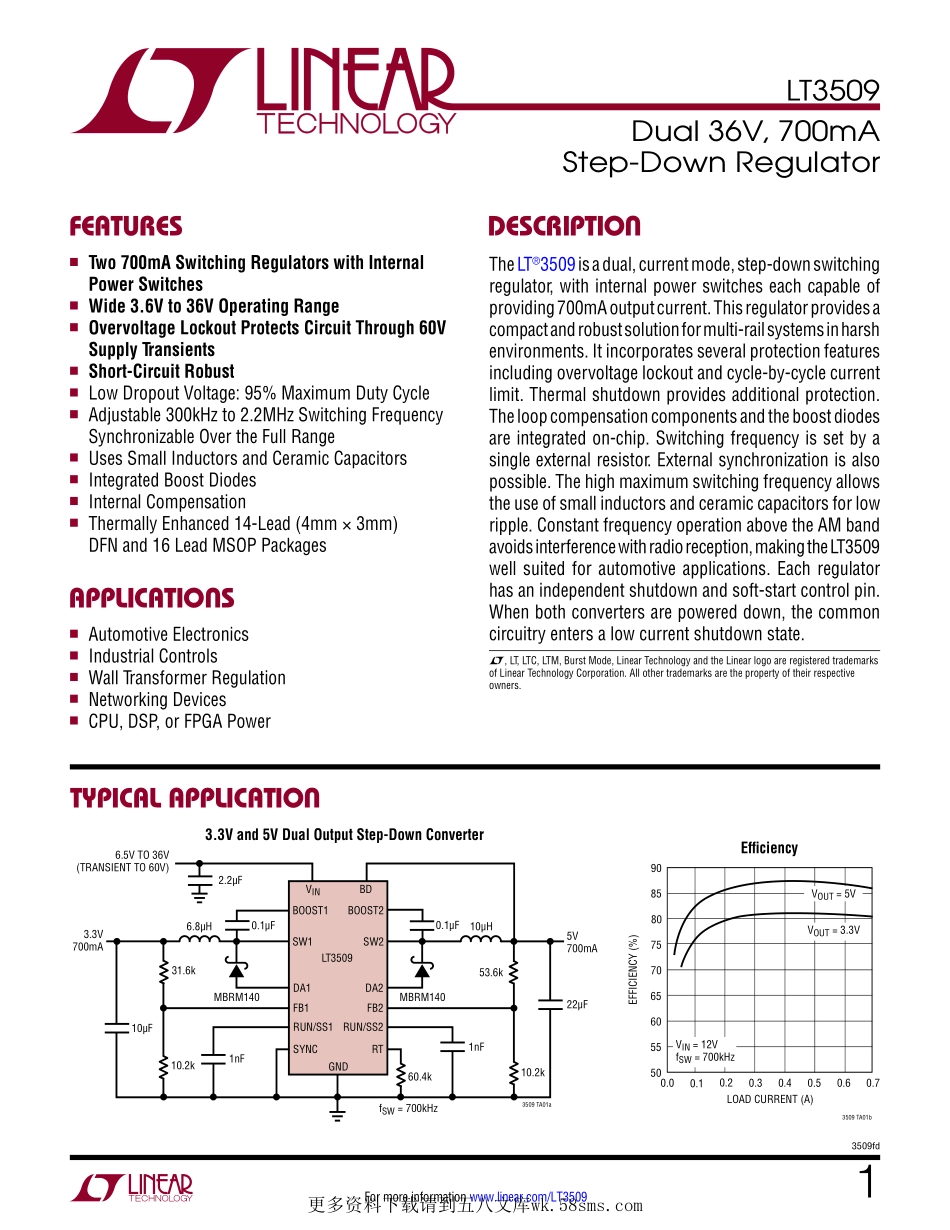 IC封装资料_电源管理芯片_LT3509EDE_TRPBF.pdf_第1页