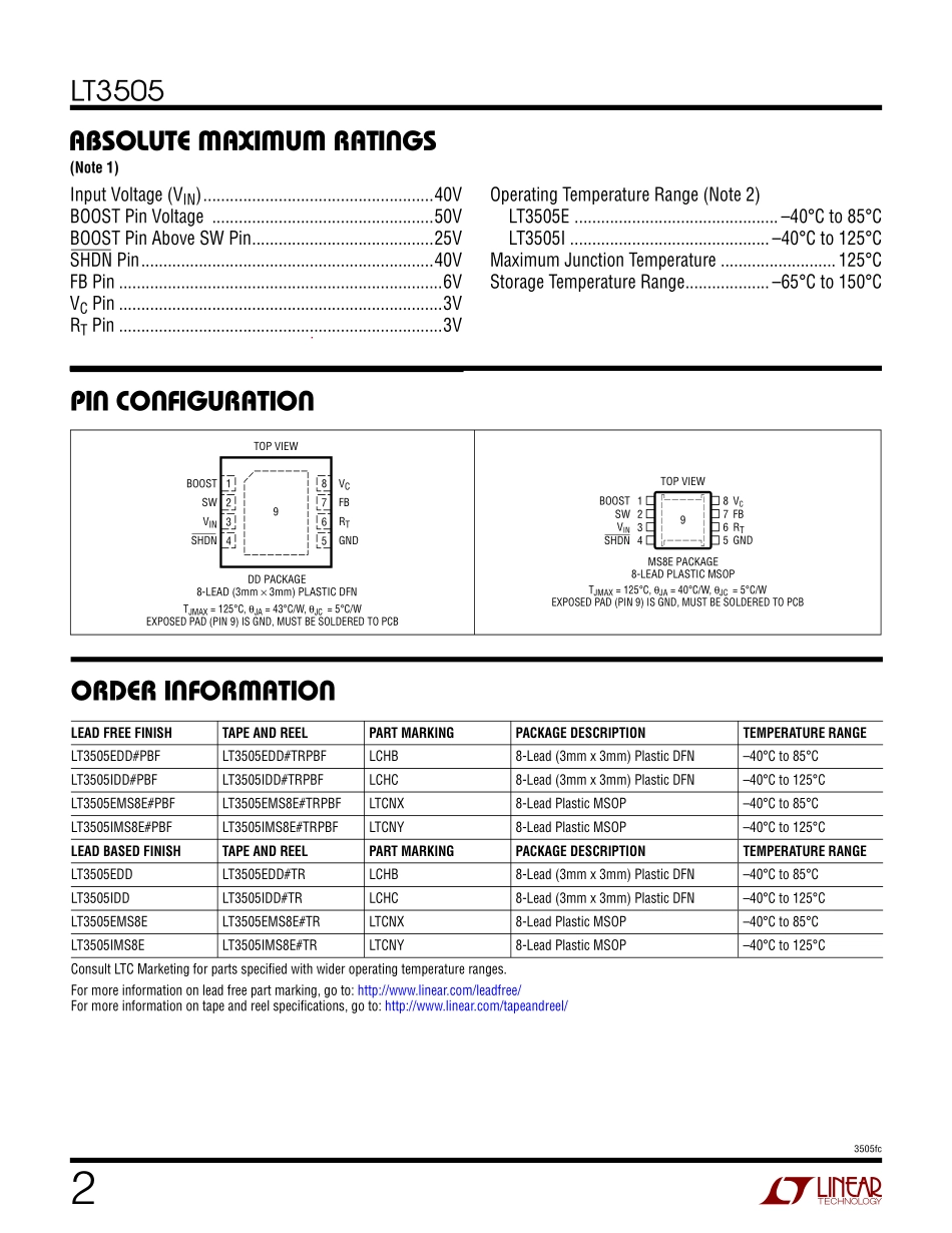 IC封装资料_电源管理芯片_LT3505EDD_TRPBF.pdf_第2页