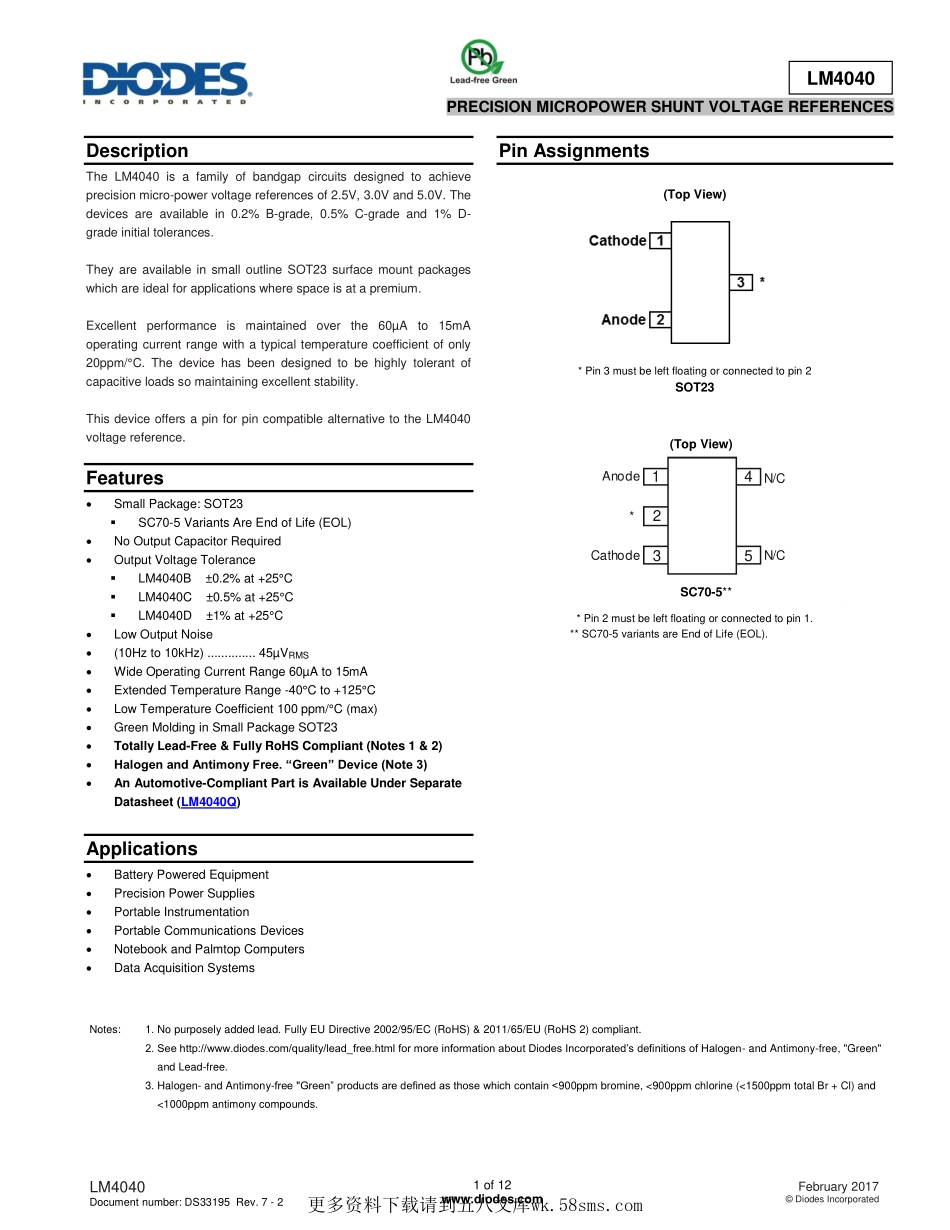 IC封装资料_电源管理芯片_LM4040B50FTA.pdf_第1页