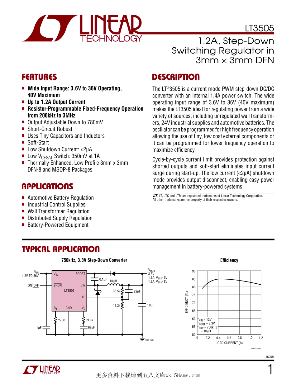 IC封装资料_电源管理芯片_LT3505IMS8E_TRPBF.pdf_第1页