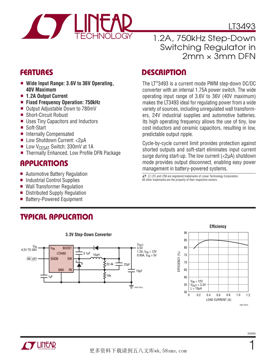 IC封装资料_电源管理芯片_LT3493EDCB_TRPBF.pdf_第1页