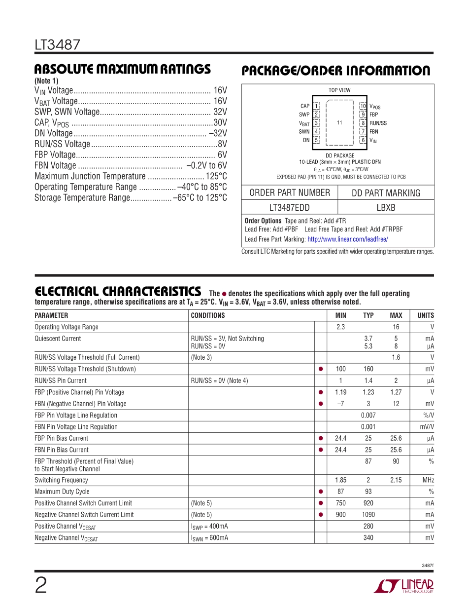 IC封装资料_电源管理芯片_LT3487EDD_TRPBF.pdf_第2页