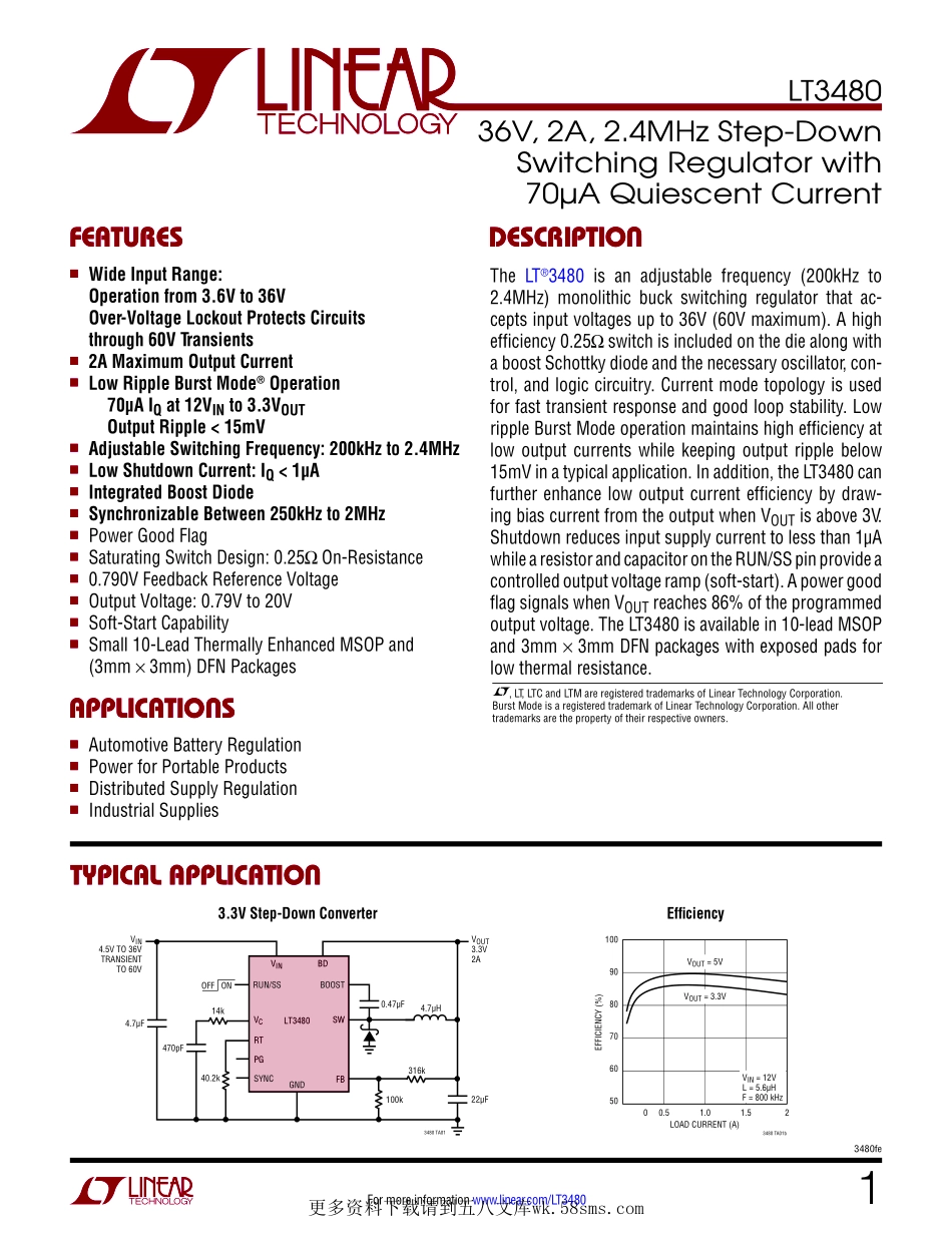 IC封装资料_电源管理芯片_LT3480IMSE_TRPBF.pdf_第1页