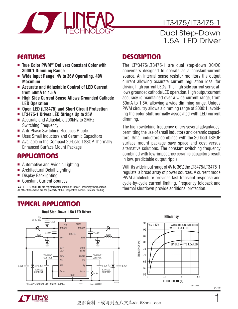 IC封装资料_电源管理芯片_LT3475IFE_PBF.pdf_第1页