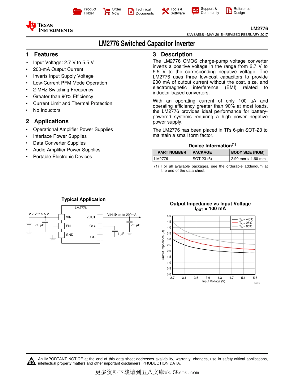 IC封装资料_电源管理芯片_LM2776DBVR.pdf_第1页