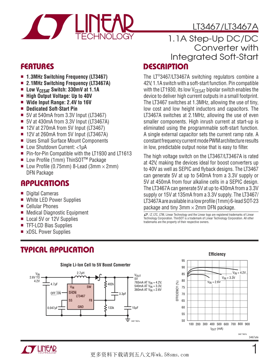 IC封装资料_电源管理芯片_LT3467IDDB_TRPBF.pdf_第1页