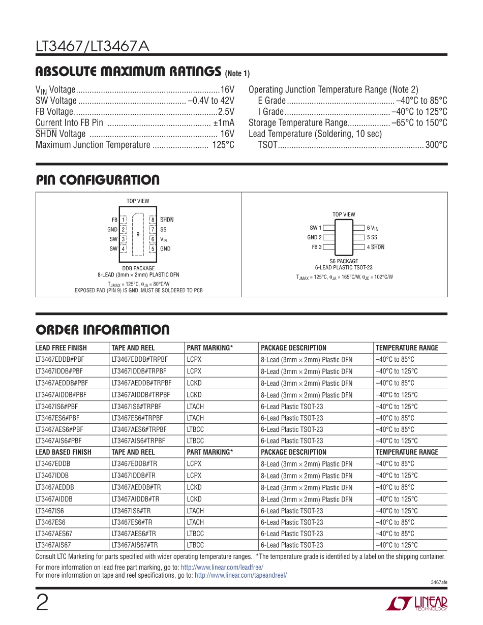 IC封装资料_电源管理芯片_LT3467IDDB_TRPBF.pdf_第2页