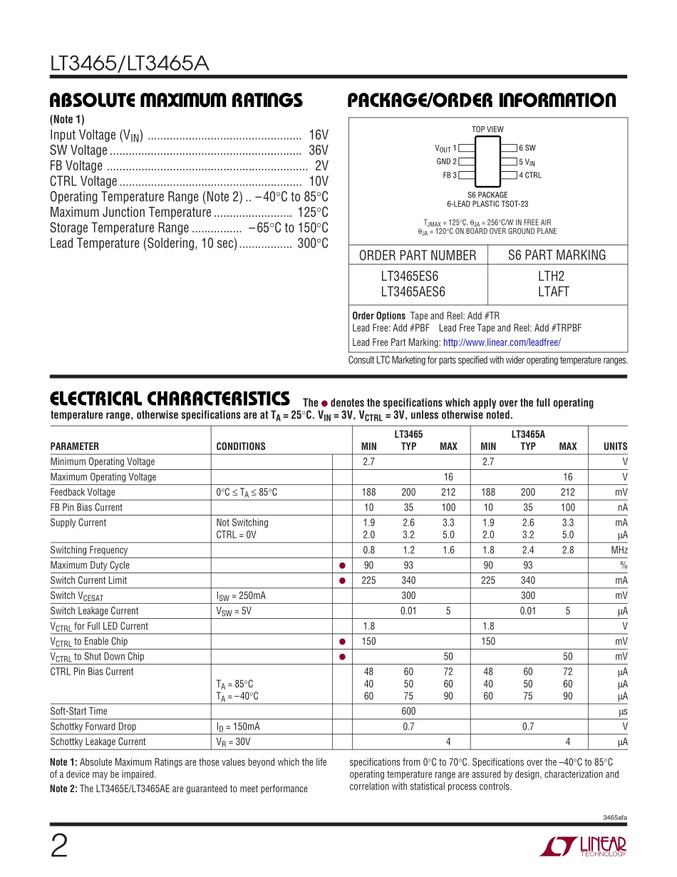 IC封装资料_电源管理芯片_LT3465ES6_TRPBF.pdf_第2页