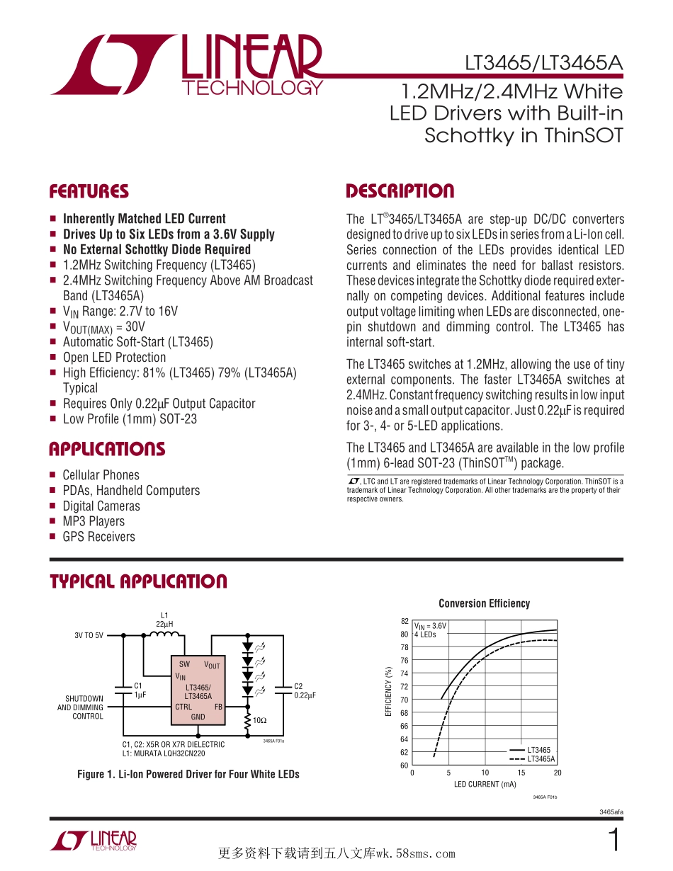 IC封装资料_电源管理芯片_LT3465AES6_TRPBF.pdf_第1页