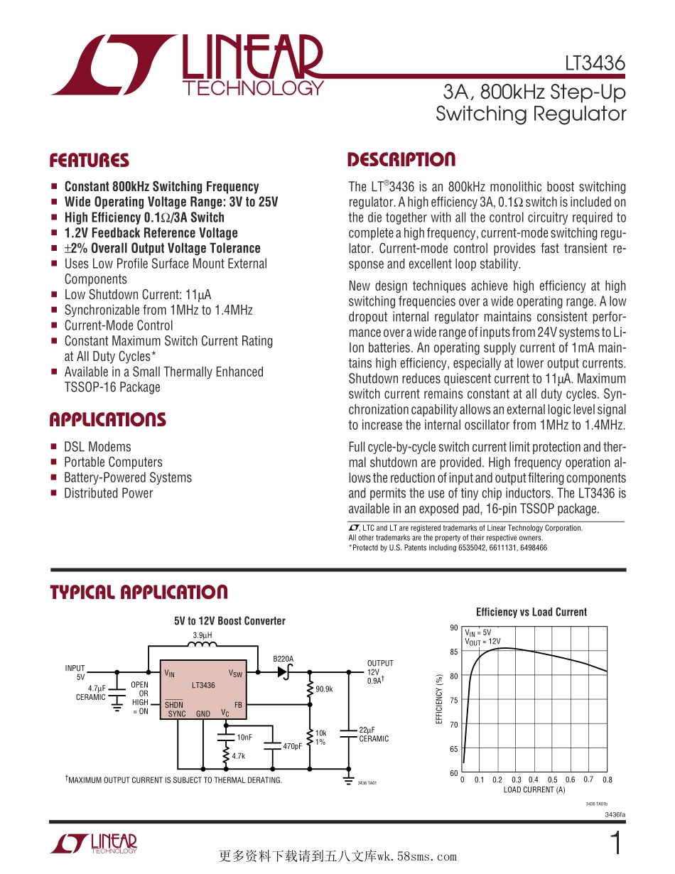 IC封装资料_电源管理芯片_LT3436EFE_TRPBF.pdf_第1页