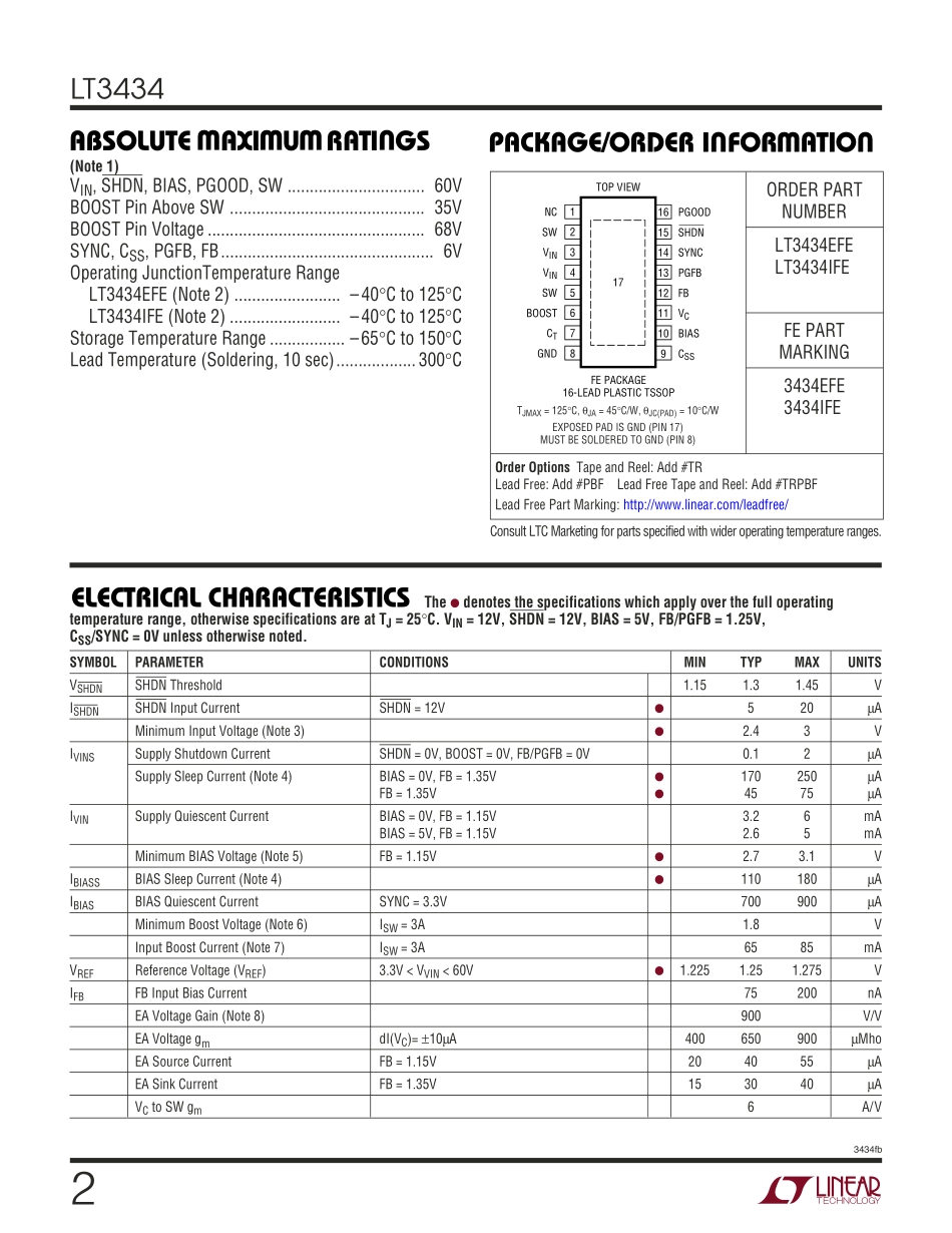 IC封装资料_电源管理芯片_LT3434EFE_TRPBF.pdf_第2页