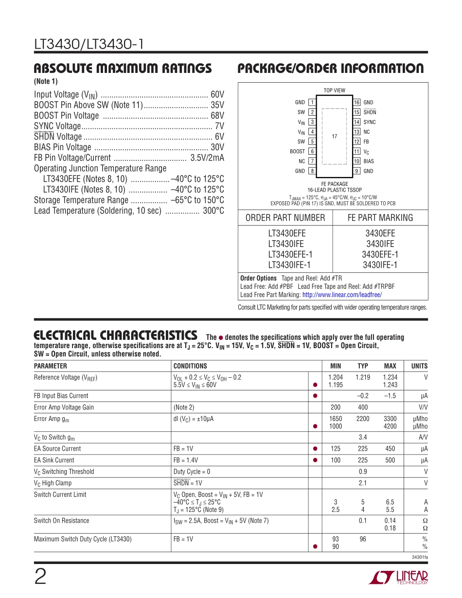 IC封装资料_电源管理芯片_LT3430EFE_TRPBF.pdf_第2页