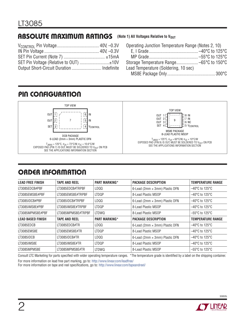 IC封装资料_电源管理芯片_LT3085IMS8E_PBF.pdf_第2页