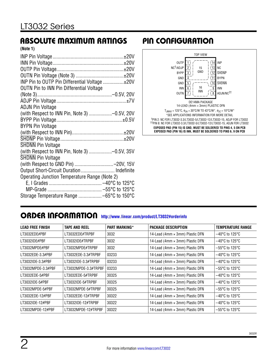 IC封装资料_电源管理芯片_LT3032EDE_TRPBF.pdf_第2页