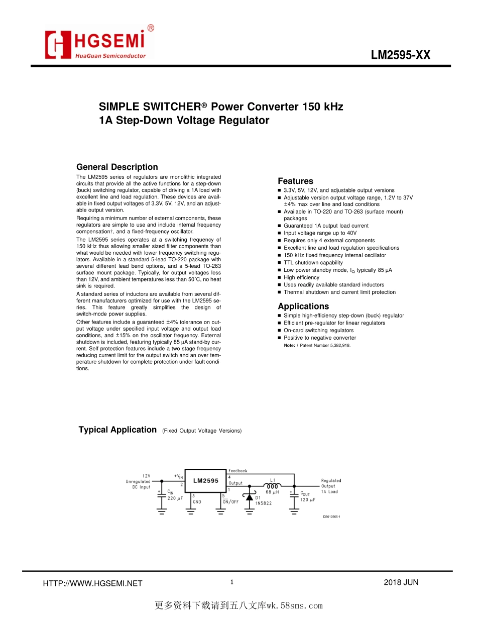 IC封装资料_电源管理芯片_LM2595T-12.pdf_第1页