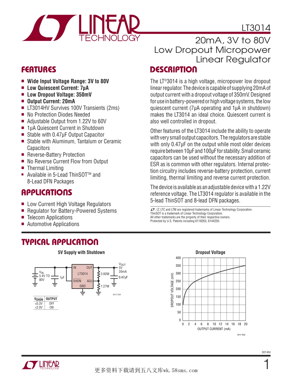 IC封装资料_电源管理芯片_LT3014HVEDD_TRPBF.pdf_第1页