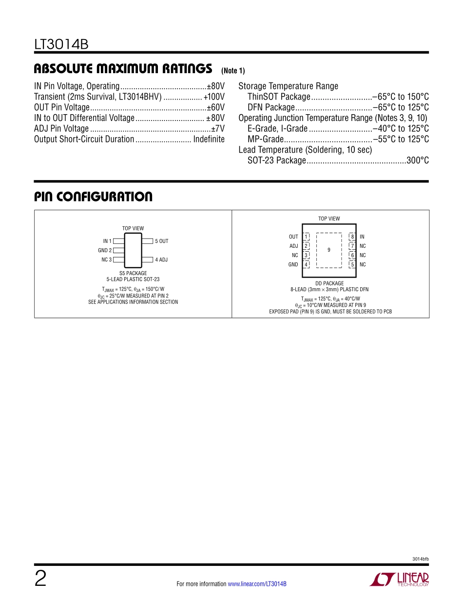 IC封装资料_电源管理芯片_LT3014BES5_TRMPBF.pdf_第2页