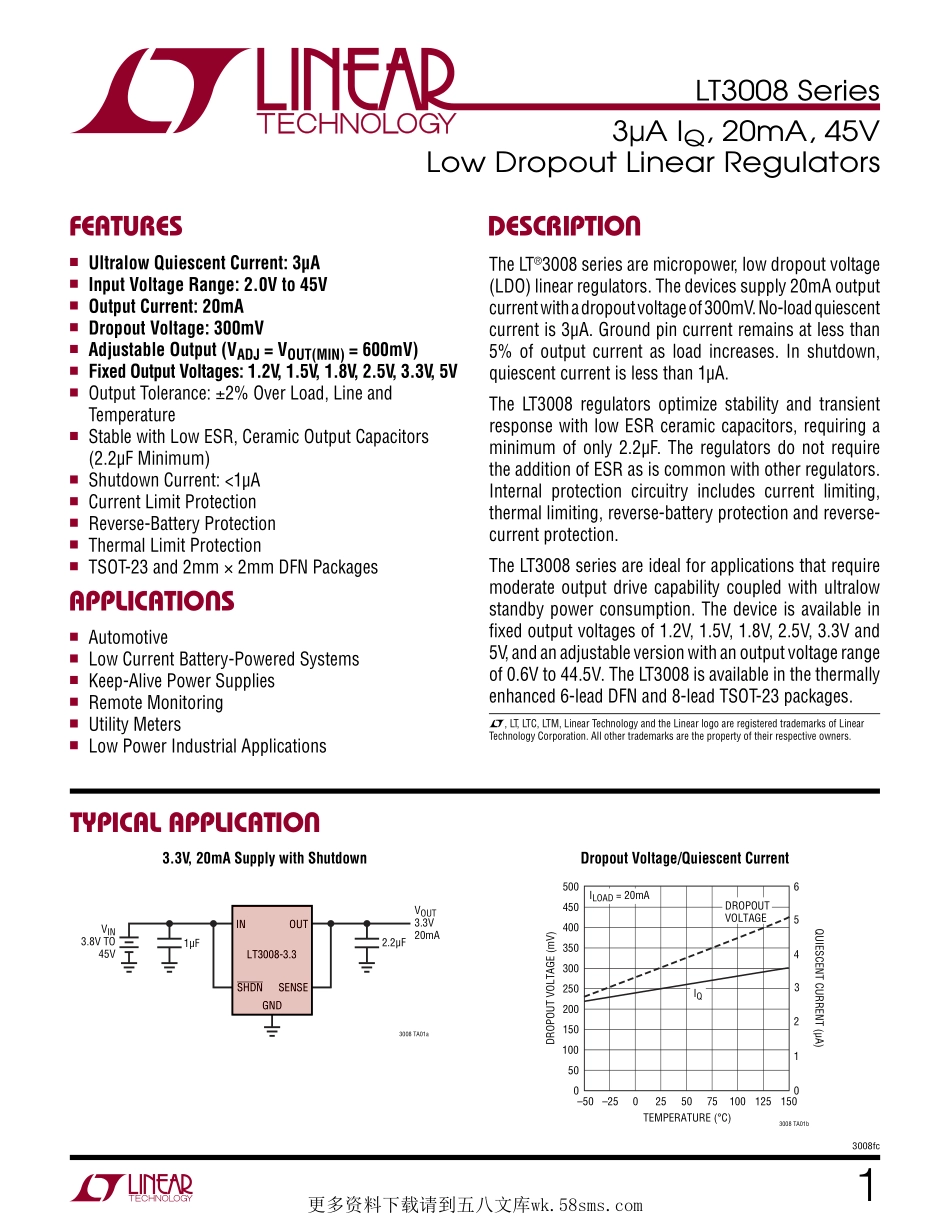 IC封装资料_电源管理芯片_LT3008EDC-3.3_TRPBF.pdf_第1页