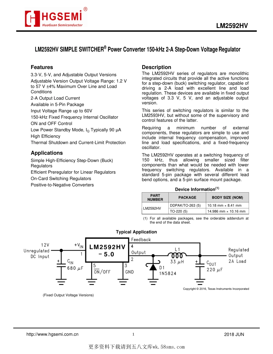 IC封装资料_电源管理芯片_LM2592HVS-ADJ_TR.pdf_第1页