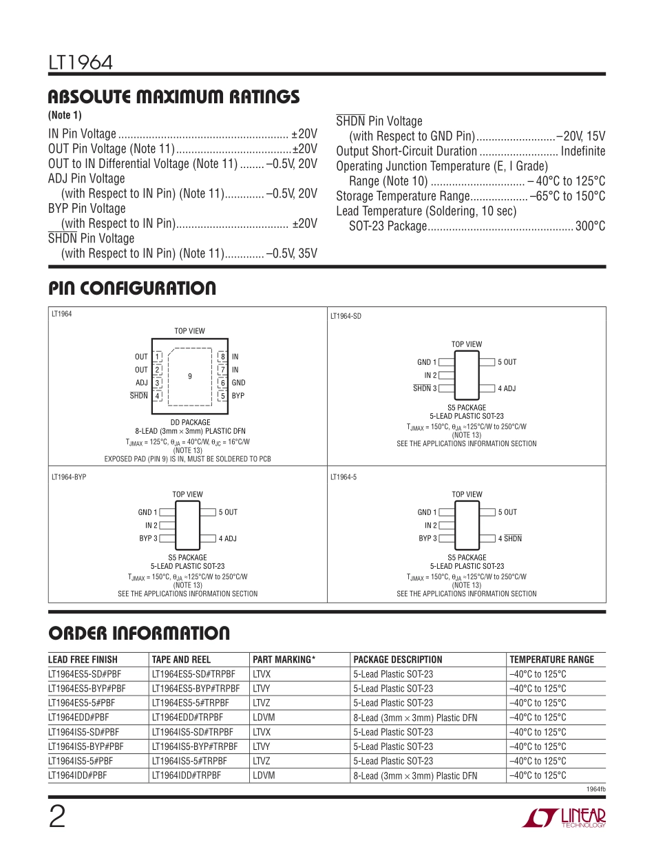 IC封装资料_电源管理芯片_LT1964ES5-BYP_TRPBF.pdf_第2页