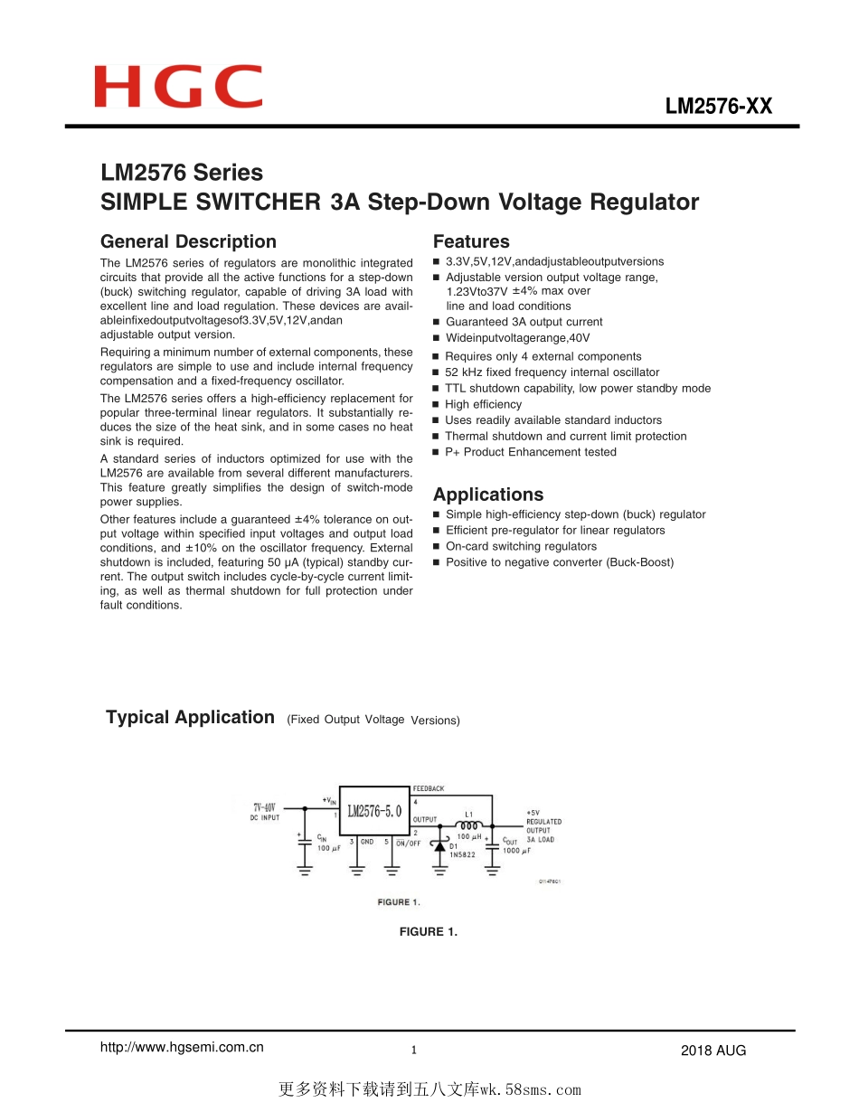 IC封装资料_电源管理芯片_LM2576T-ADJ.pdf_第1页