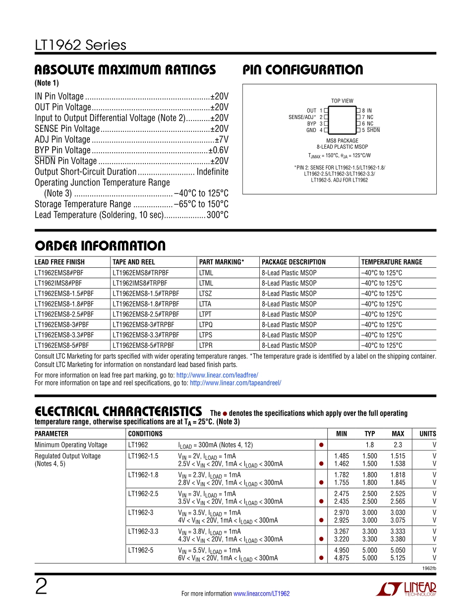 IC封装资料_电源管理芯片_LT1962EMS8-3.3_PBF.pdf_第2页