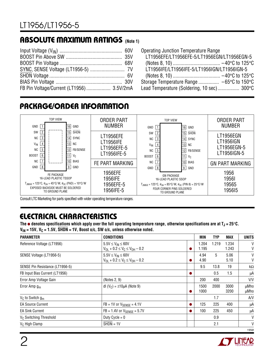 IC封装资料_电源管理芯片_LT1956EGN_TRPBF.pdf_第2页