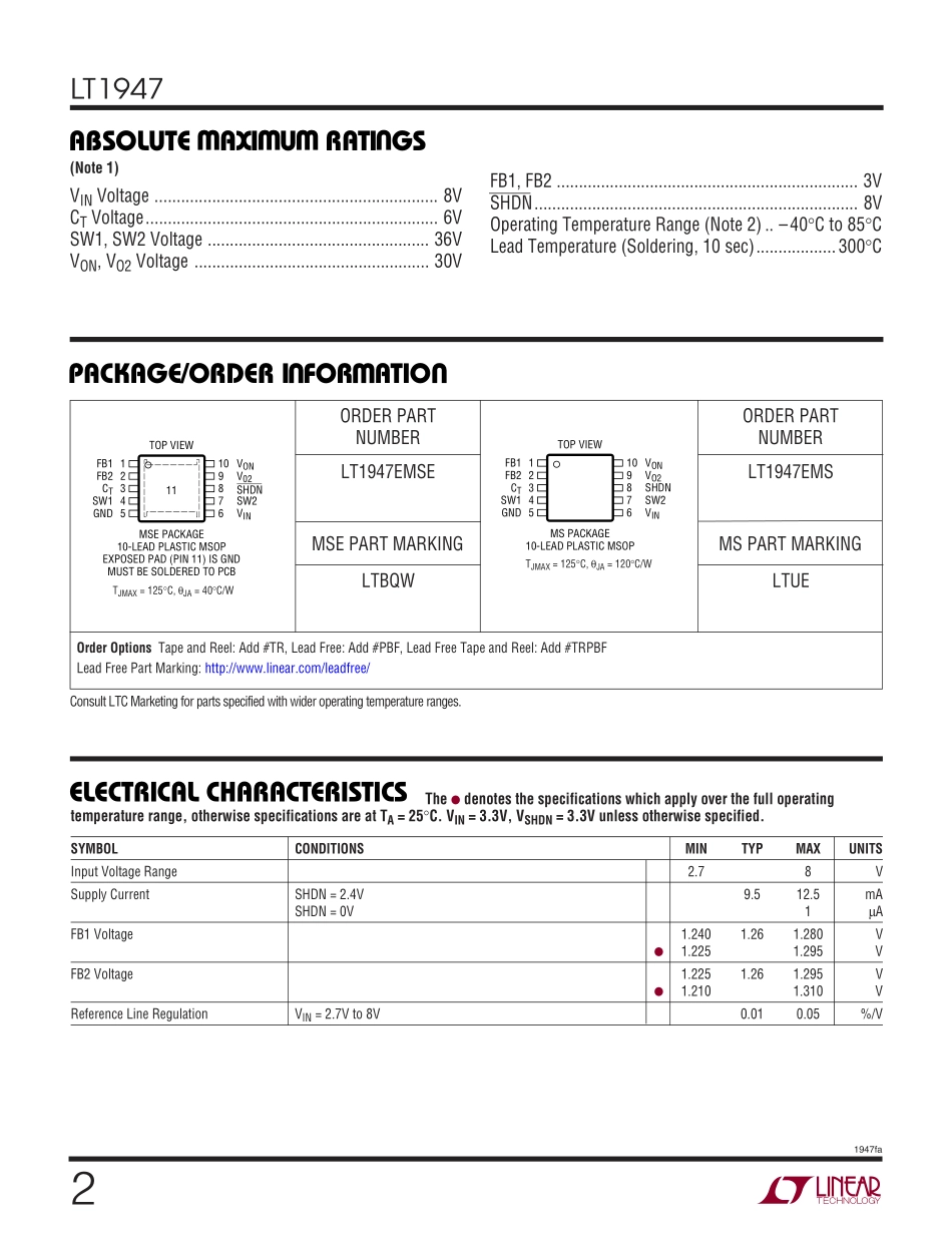 IC封装资料_电源管理芯片_LT1947EMS_TRPBF.pdf_第2页