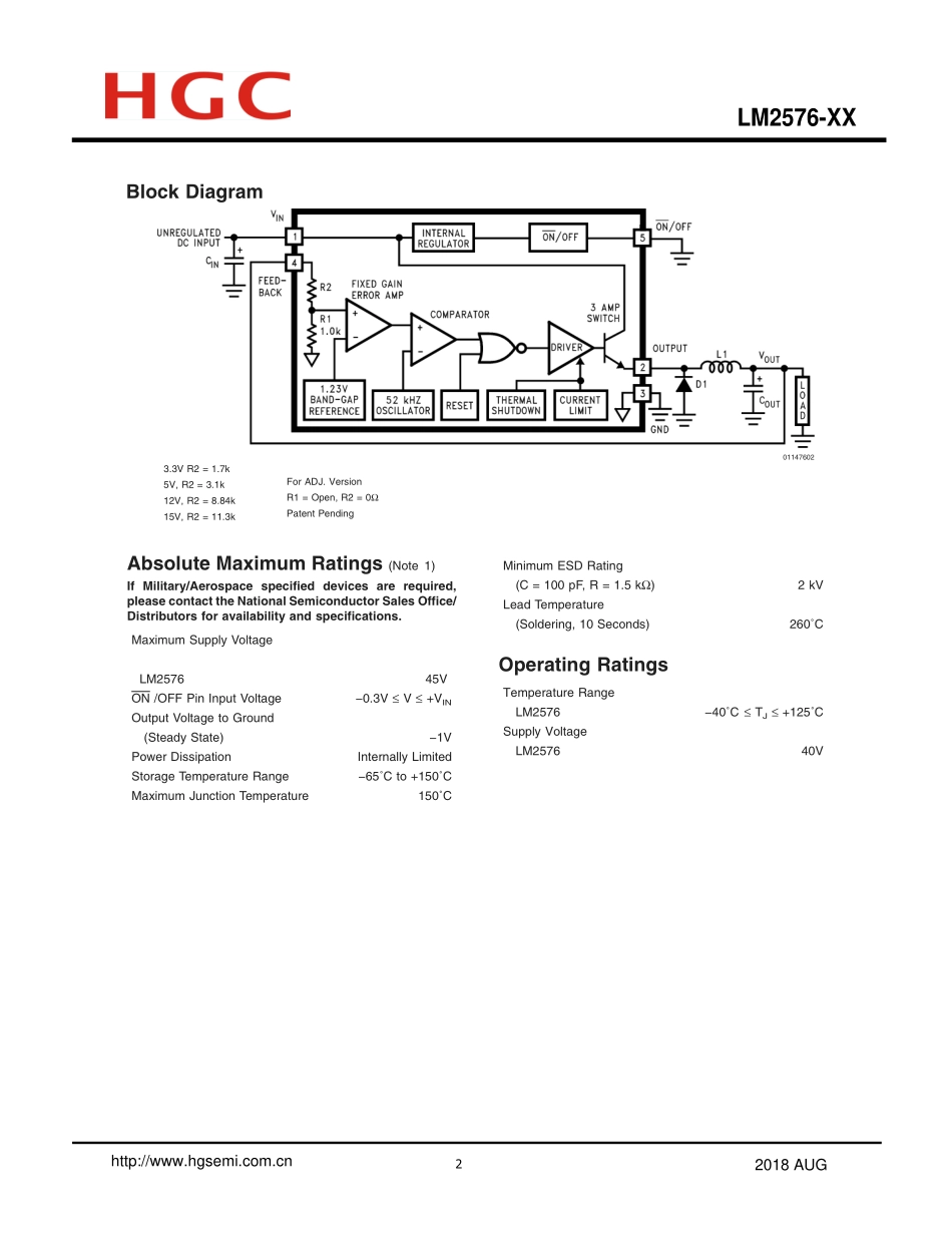 IC封装资料_电源管理芯片_LM2576T-3.3.pdf_第2页