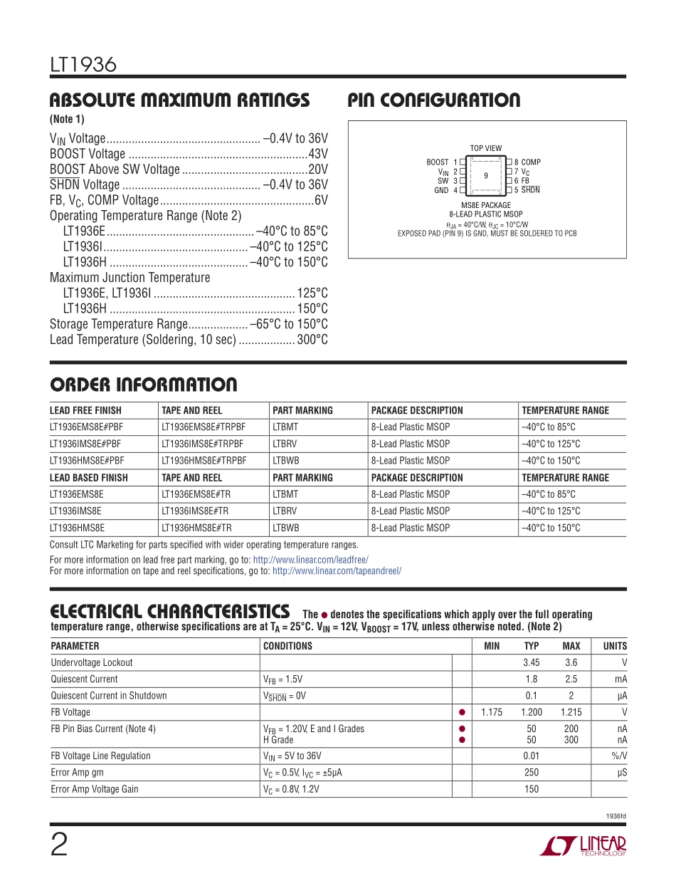 IC封装资料_电源管理芯片_LT1936EMS8E_TRPBF.pdf_第2页