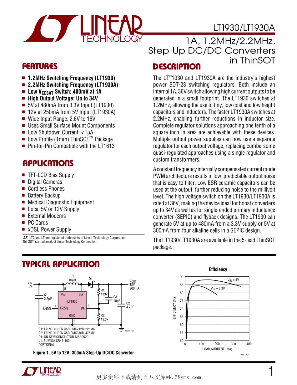 IC封装资料_电源管理芯片_LT1930AES5_TRPBF.pdf_第1页