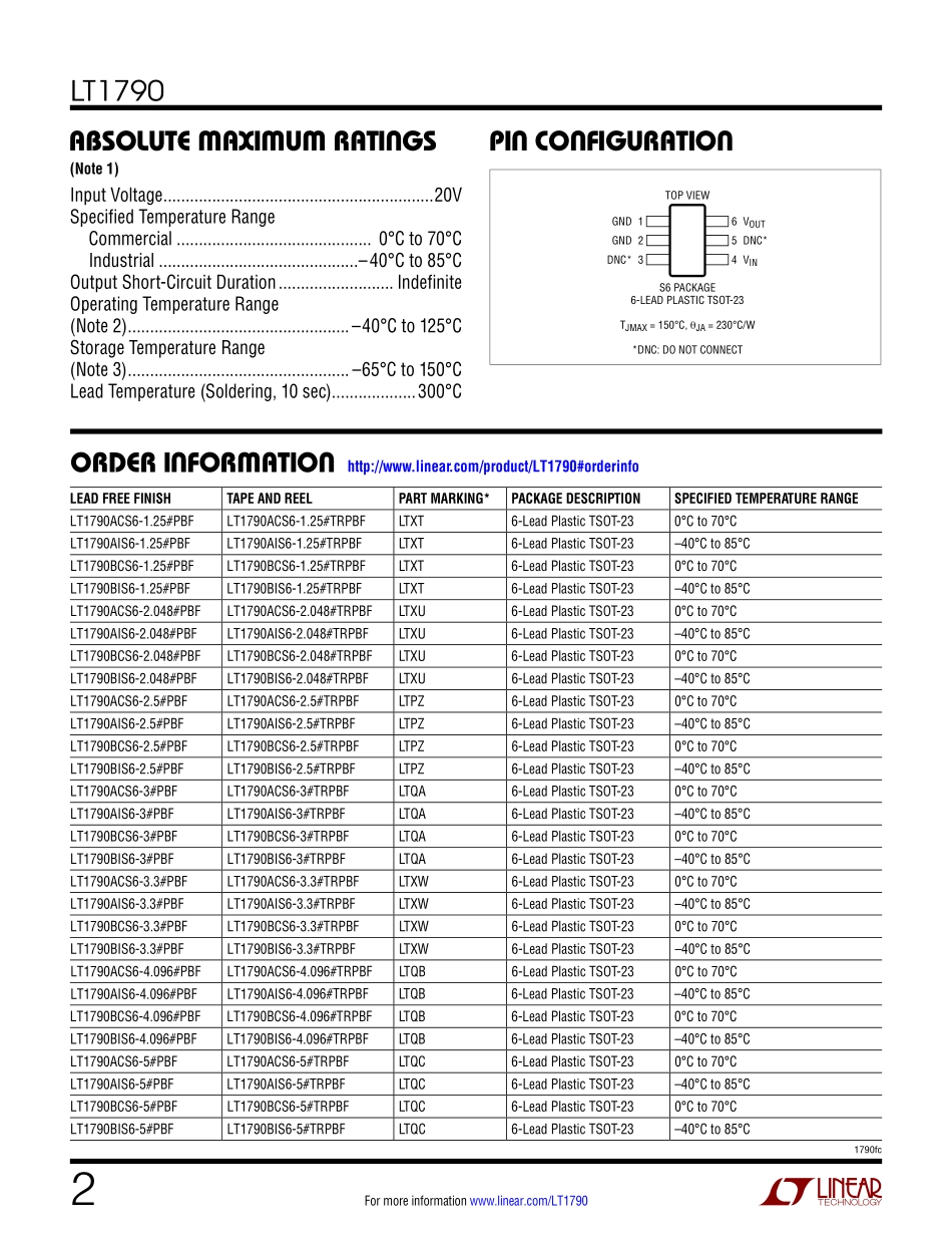 IC封装资料_电源管理芯片_LT1790BIS6-2.5_TRMPBF.pdf_第2页