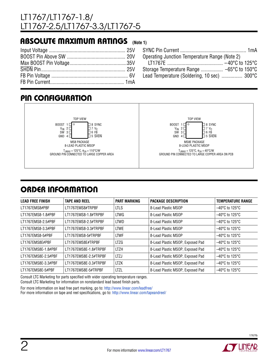 IC封装资料_电源管理芯片_LT1767EMS8-2.5_TRPBF.pdf_第2页