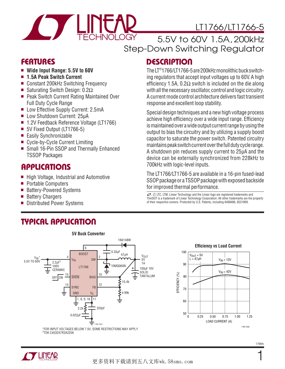 IC封装资料_电源管理芯片_LT1766IFE_TRPBF.pdf_第1页