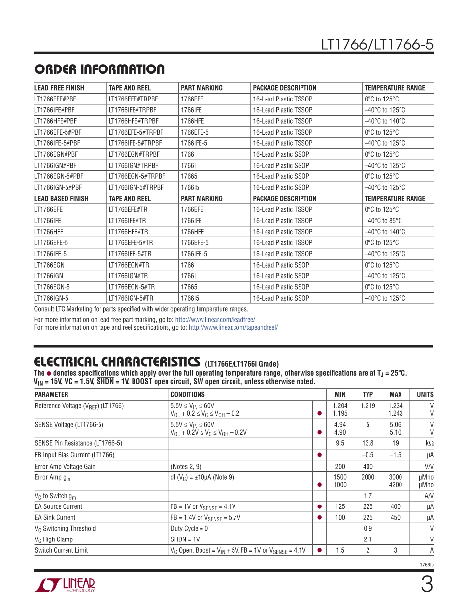 IC封装资料_电源管理芯片_LT1766IFE_TRPBF.pdf_第3页